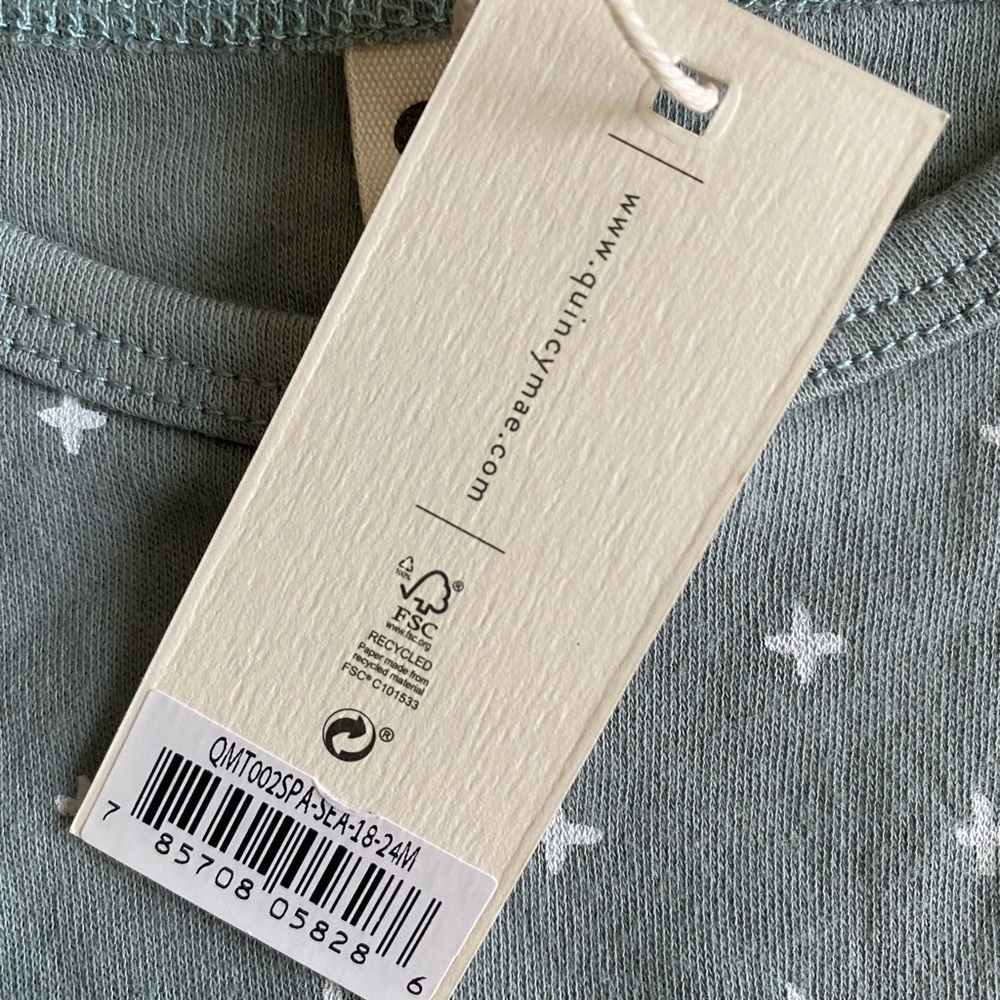 Quincy Mae organic 2 pc Pant Set, gender neutral, Color: Sea - Picture 4 of 8